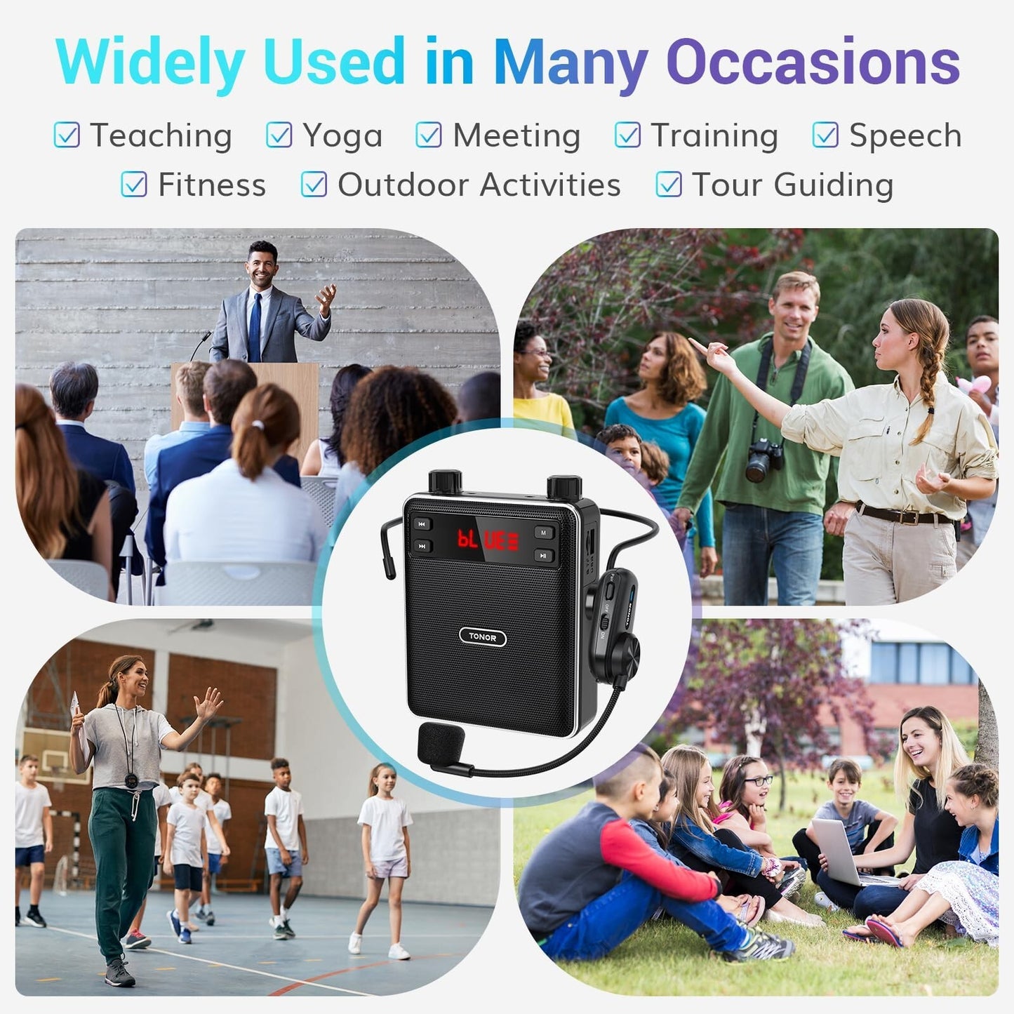 TONOR Voice Amplifier Wireless Microphone 25W, Portable Voice Amplifier for T...