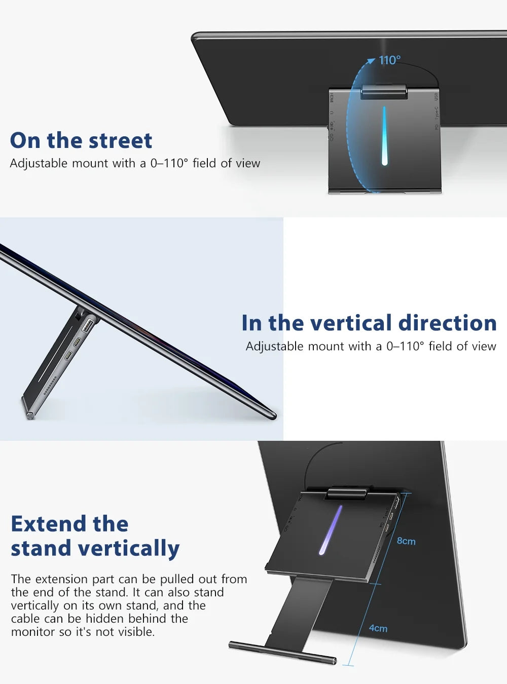 15.6" Portable Monitor Touchscreen W/ Kickstand, 2000:1 Contrast Ratio 1080P FHD Screen - Unify Y - Vertical Monitor