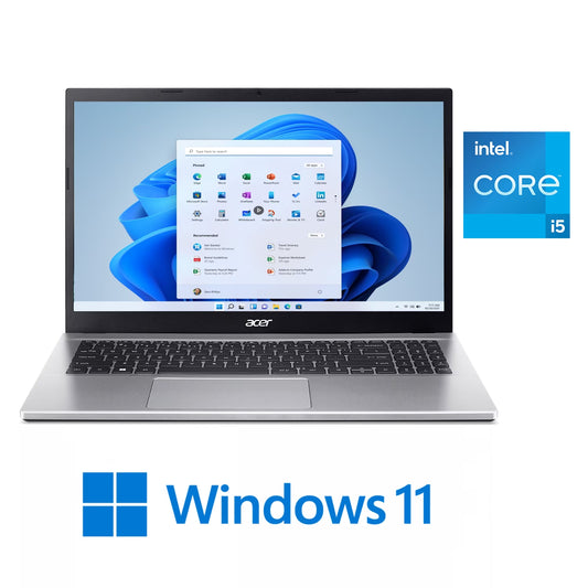 Aspire 3, 15.6" Full HD Display, 12Th Gen Intel Core I5-1235U, Intel Iris Xe Graphics, 8GB DDR4, 256GB Nvme SSD, Silver, Windows 11 Home, A315-59-53ER