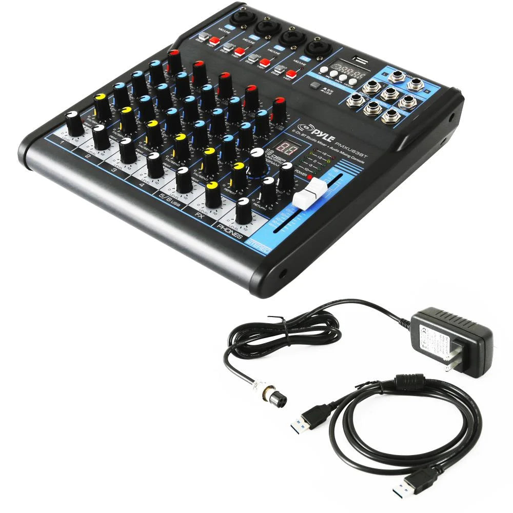 PMXU63BT - 6-Ch. Bluetooth Studio Mixer - DJ Controller Audio Mixing Console System