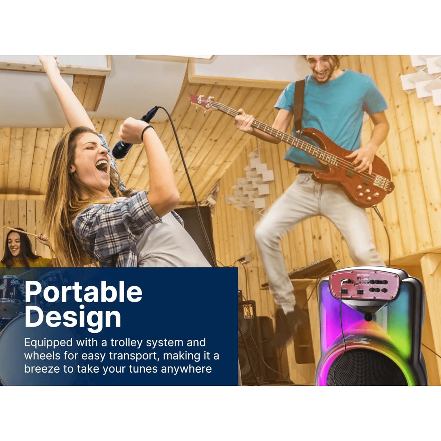 Emerson Portable Bluetooth 15" Party Speaker with Flame Lighting