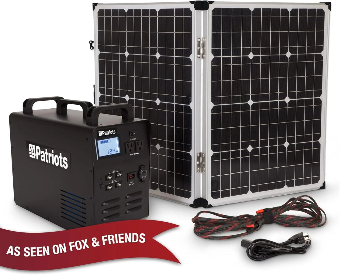 Patriot Power Generator - Fume-Free, Silent & Safe Lithium-Iron-Phosphate Battery - 100-Watt Solar Panel Included- Reliable Power Source during an Outage - Quiet and Portable - 2,500 + Lifecycles