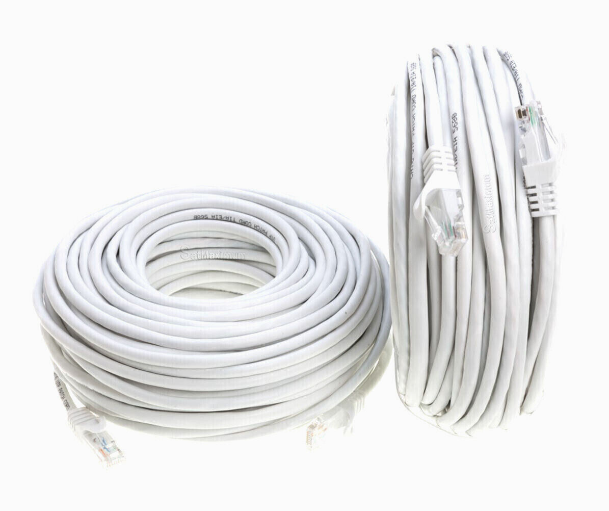 CAT6 Ethernet Patch Cord RJ45 LAN Network Cable White 25FT-200FT Multi-Pack LOT