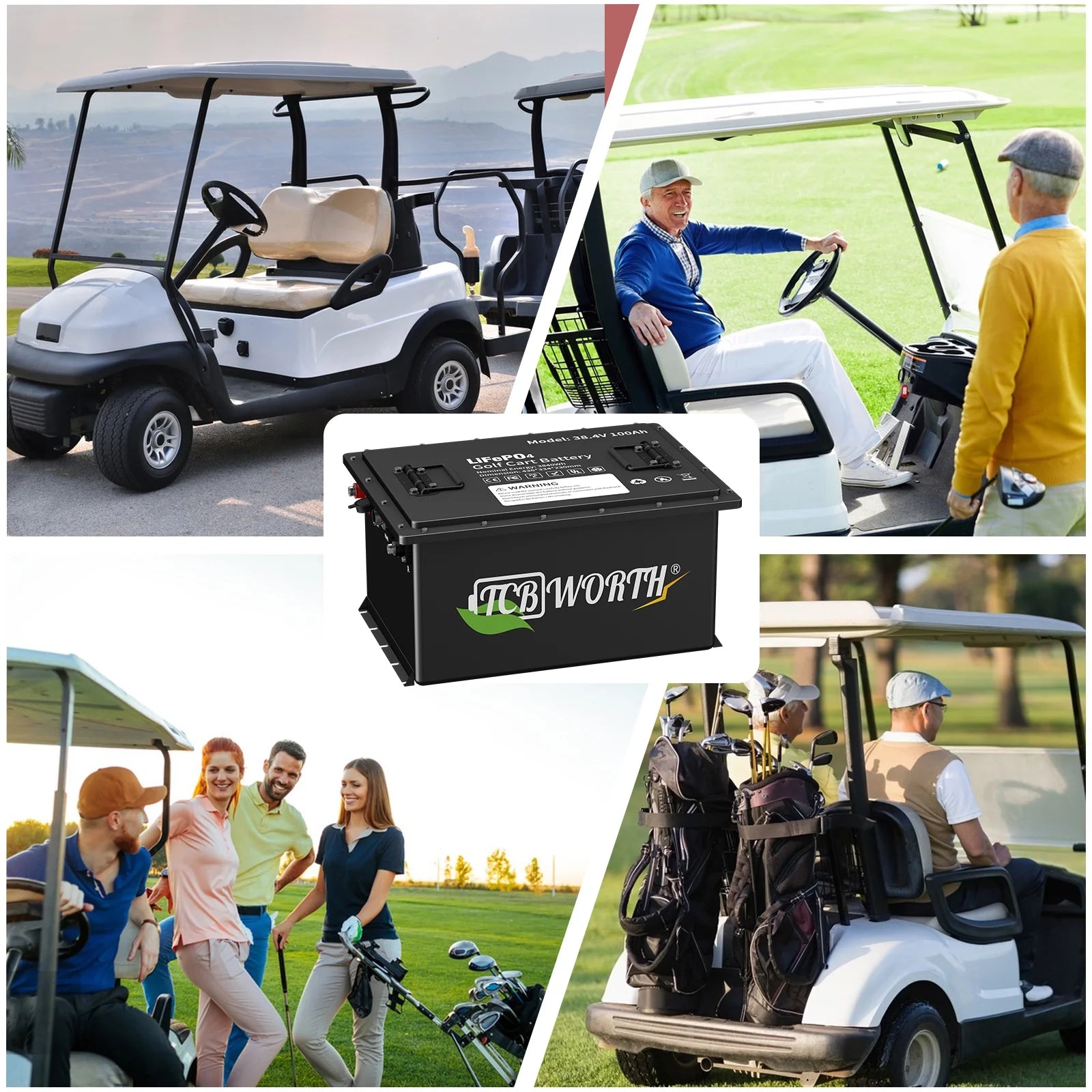 36V 105AH Golf Carts Lifepo4 Lithium Battery Bluetooth,With Monitor APP and 20A Charger,15000+Deep Cycles,Built in 200A BMS