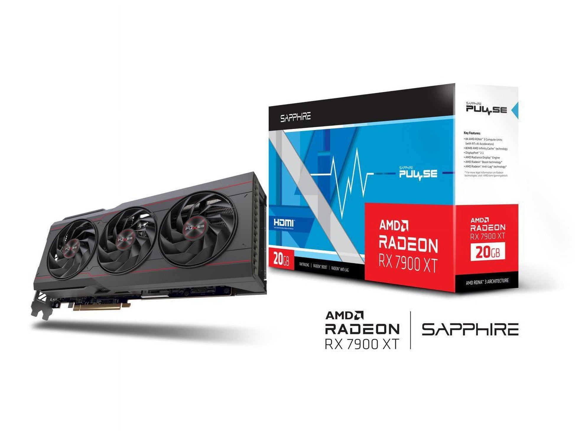 Pulse Radeon RX 7900 XT - Graphics Card - Radeon RX 7900 XT - 20 GB GDDR6 - Pcie 4.0 X16 - 2 X Displayport, 2 X HDMI