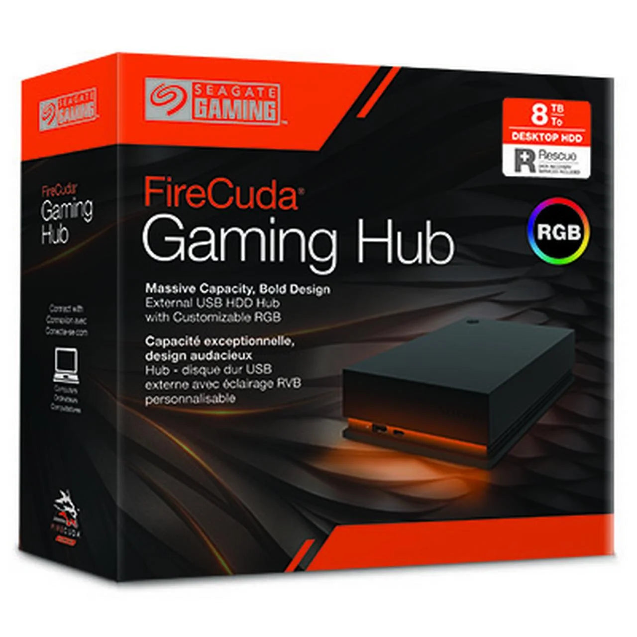 Firecuda Gaming Hub 8TB External USB 3.2 Gen 1 Hard Drive with RGB LED Lighting