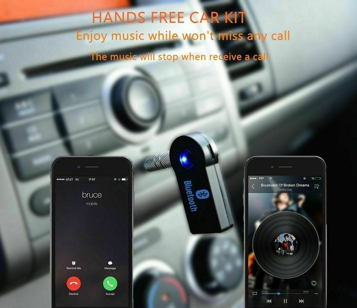 Wireless Bluetooth 3.5Mm AUX Audio Stereo Music Home Car Receiver Adapter New