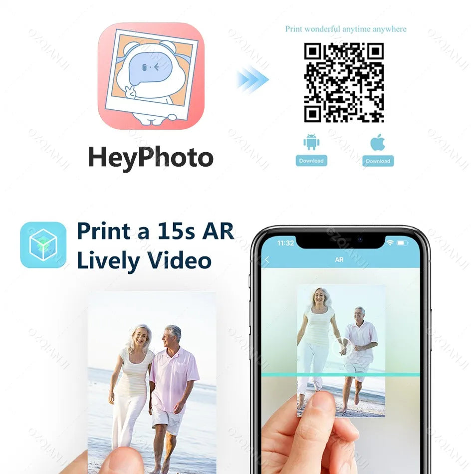 HPRT MT53 Portable Mni Mobile Pocket Printer BT Wireless Photo Printer with Zink Technology 2X3 Inch Color Photo Printer Maker