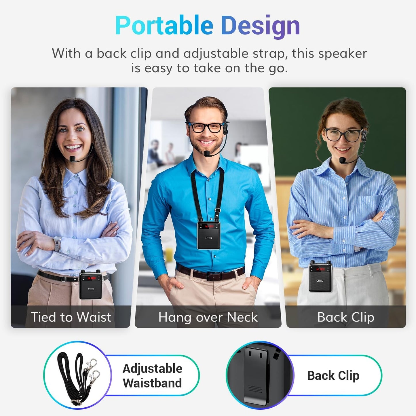 TONOR Voice Amplifier Wireless Microphone 25W, Portable Voice Amplifier for T...