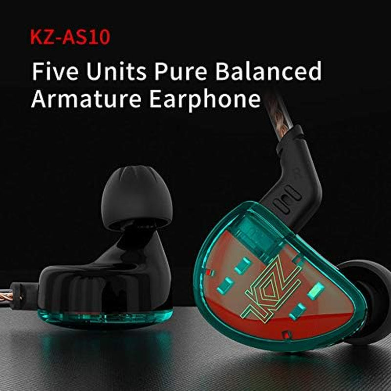 KZ AS10 in Ear Monitor Earbuds Headphone, Pure 5 Balanced Armature 5BA KZ Earbud