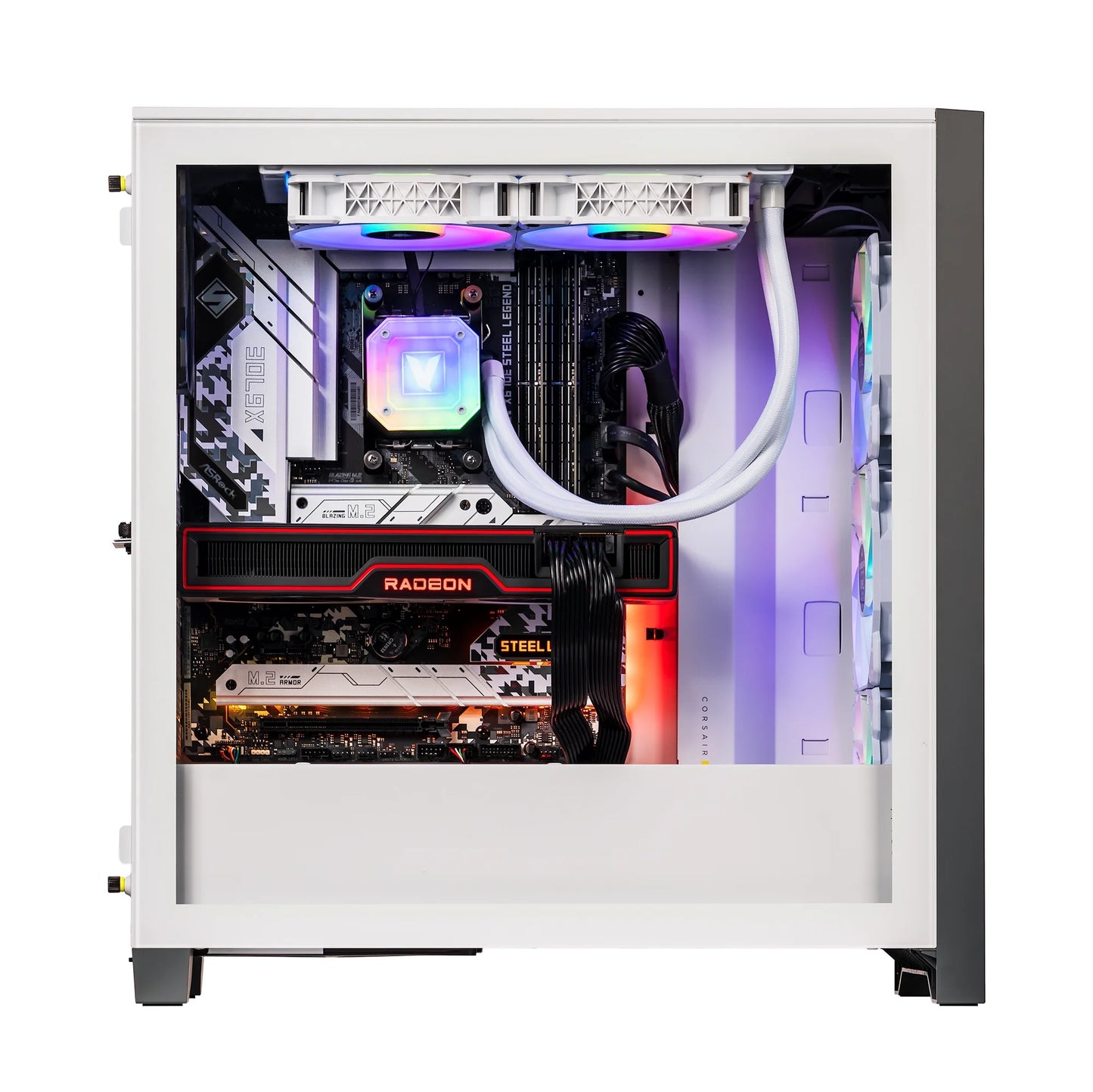 White Armix Prebuilt Gaming Desktop PC (AMD Ryzen 9 7900X 12-Core 4.7Ghz, Radeon RX 6900 XT 16GB, 64GB DDR5, 4TB Pcie SSD, 240Mm AIO, 1000W PSU, Killer Wifi 6E, Win10Home)