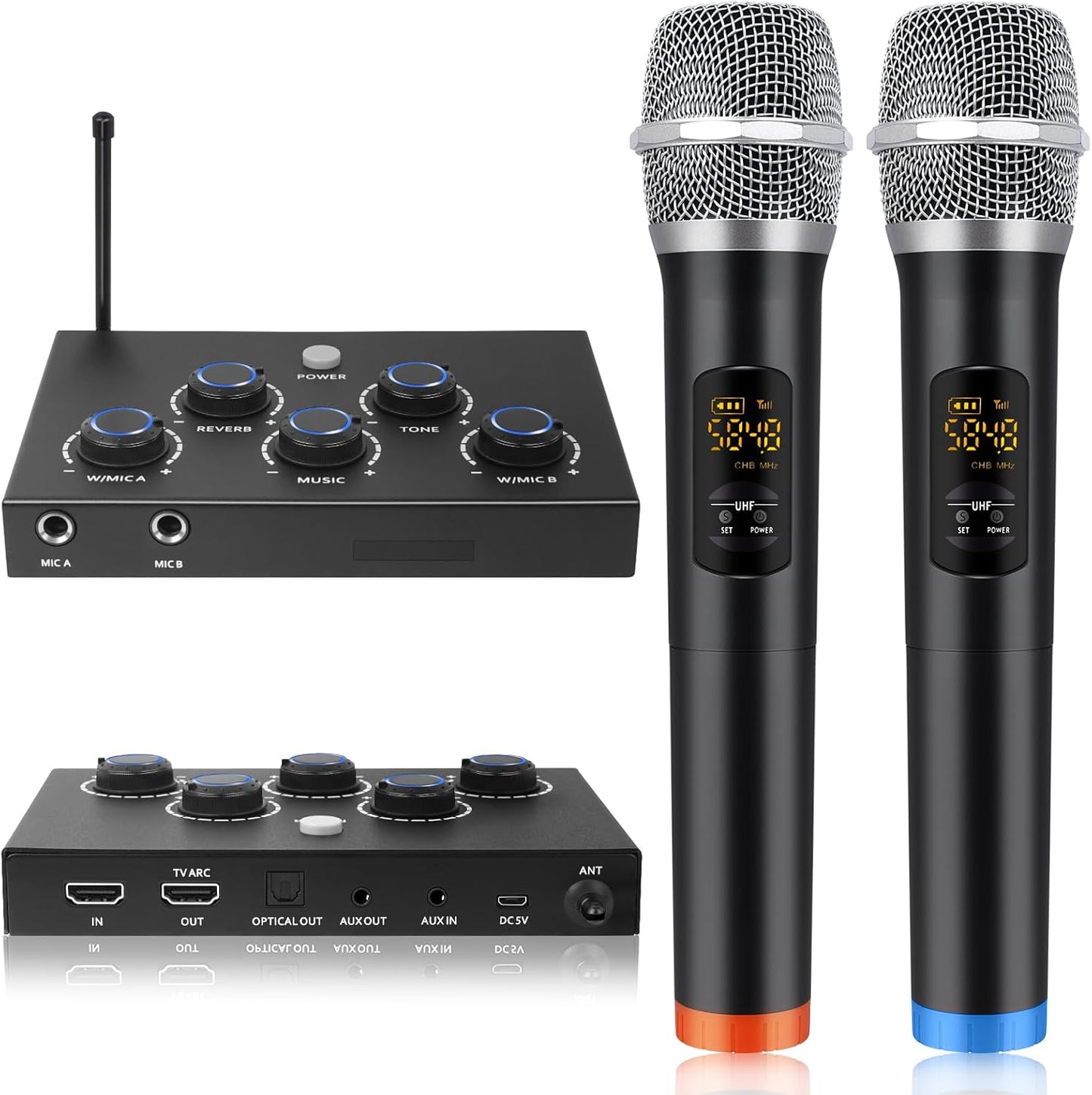 Karaoke Microphone Wireless System, Portable Karaoke Microphone Mixer System Wit