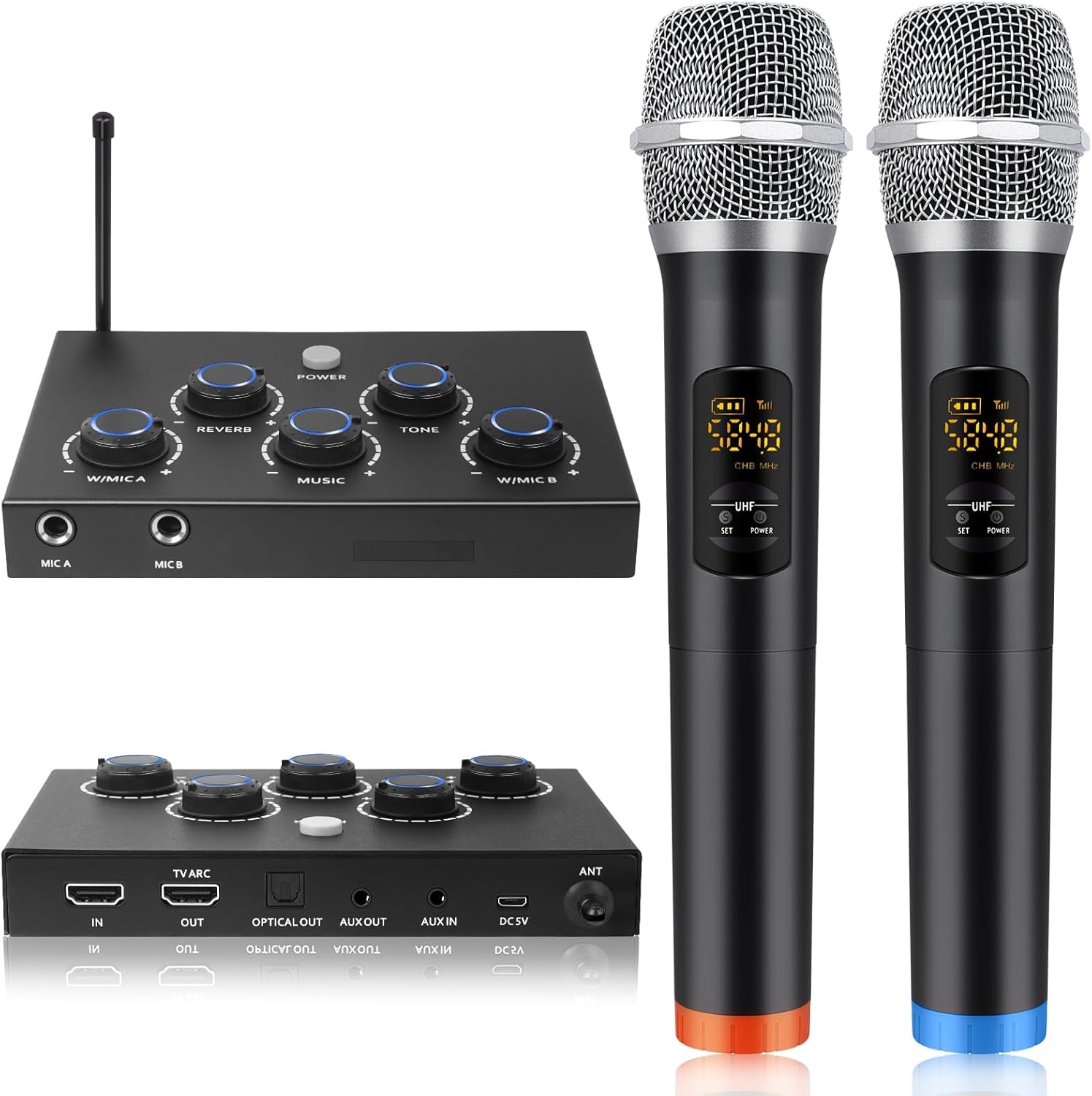 Karaoke Microphone Wireless System, Portable Karaoke Microphone Mixer System Wit