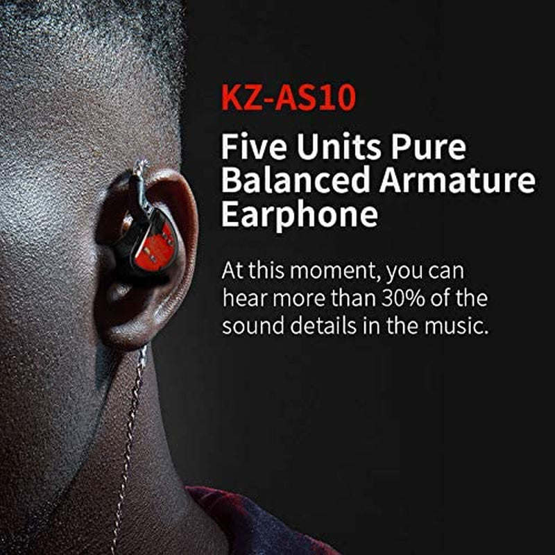 KZ AS10 in Ear Monitor Earbuds Headphone, Pure 5 Balanced Armature 5BA KZ Earbud