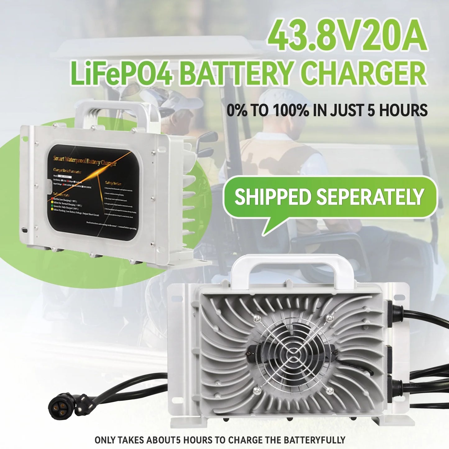 36V 105AH Golf Carts Lifepo4 Lithium Battery Bluetooth,With Monitor APP and 20A Charger,15000+Deep Cycles,Built in 200A BMS