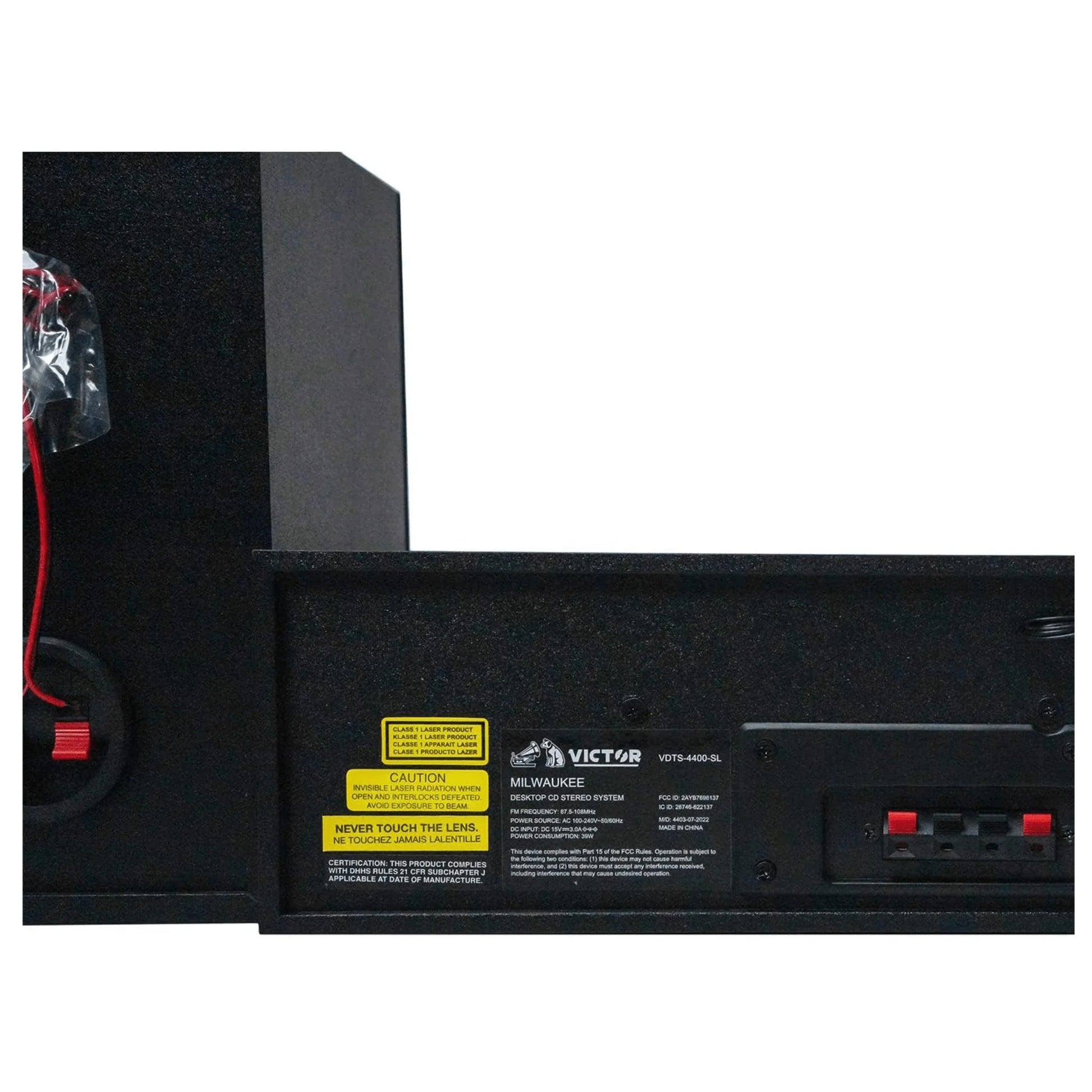 Victor Milwaukee 50W Desktop CD Stereo System W Bluetooth, CD Player & FM Radio