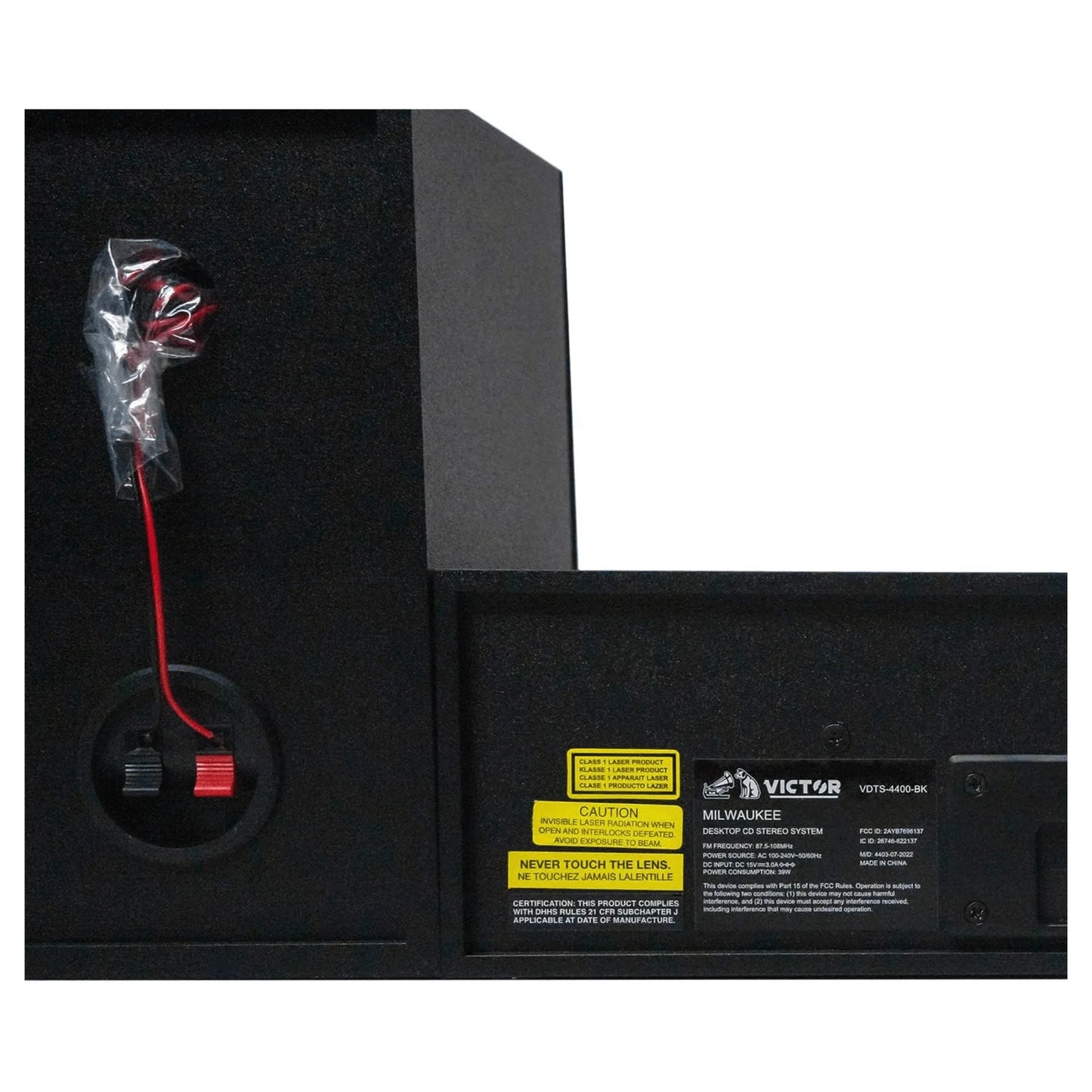 Victor Milwaukee 50W Desktop CD Stereo System W Bluetooth, CD Player & FM Radio