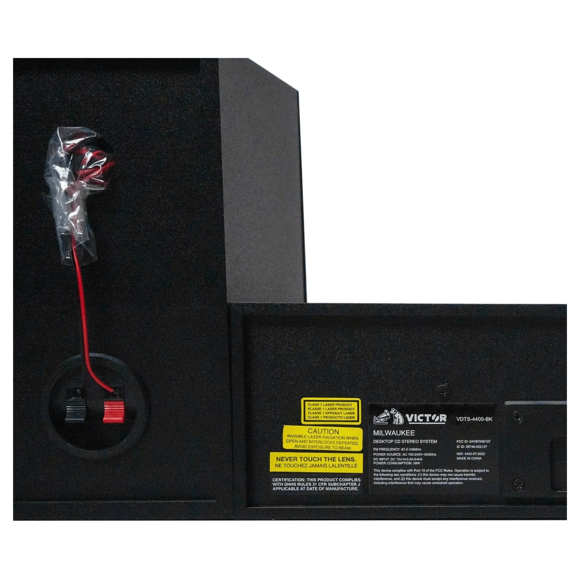 Victor Milwaukee 50W Desktop CD Stereo System W Bluetooth, CD Player & FM Radio