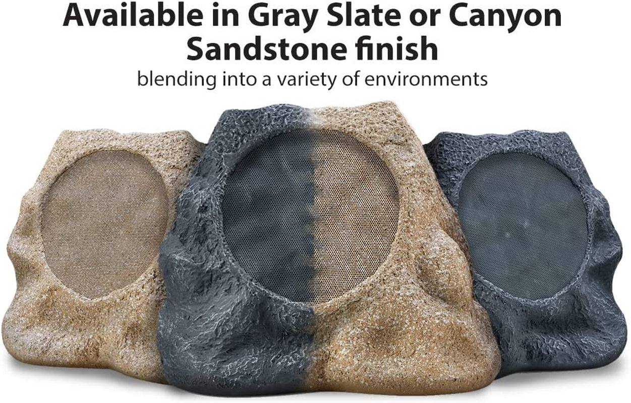 Soundpro 1-Pair Bluetooth Multi-Link Solar Rechargeable Wireless Rock Speakers