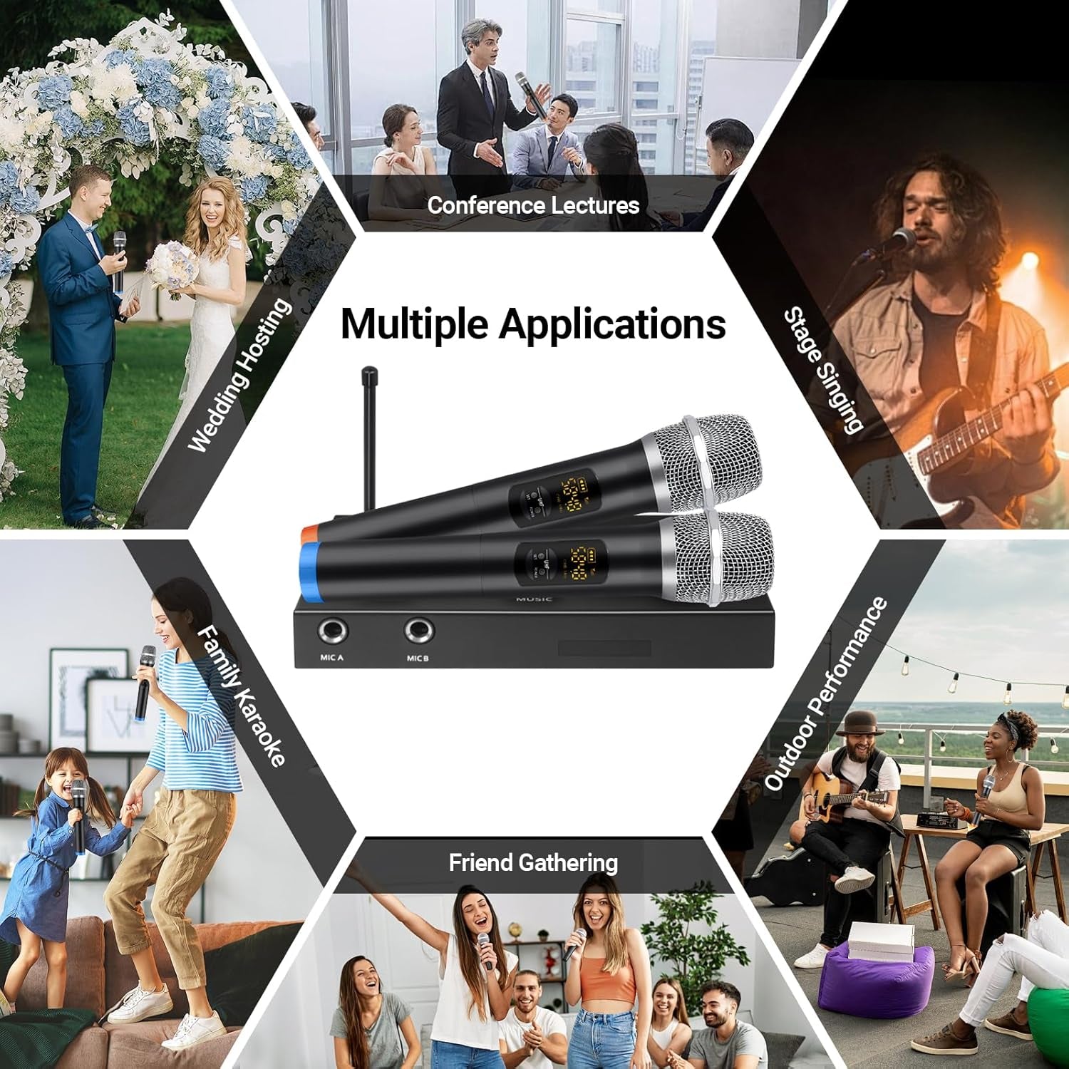 Karaoke Microphone Wireless System, Portable Karaoke Microphone Mixer System Wit