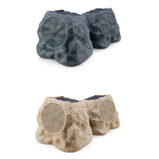 Soundpro 1-Pair Bluetooth Multi-Link Solar Rechargeable Wireless Rock Speakers