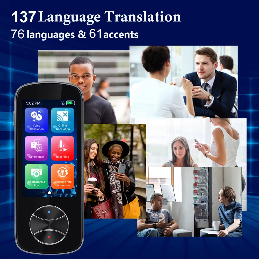 V10 Language Translator Device Smart Voice AI Translator Portable Audio Translator 137 Language in Real Time Offline Translator