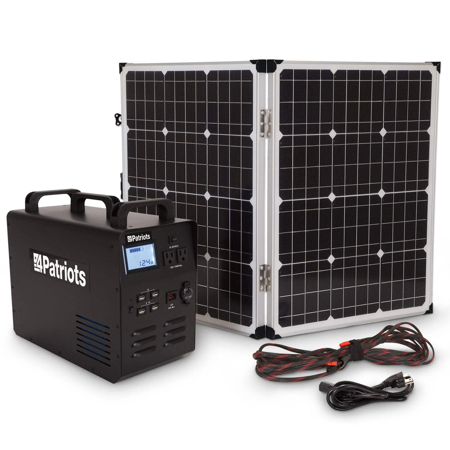 Patriot Power Generator - Fume-Free, Silent & Safe Lithium-Iron-Phosphate Battery - 100-Watt Solar Panel Included- Reliable Power Source during an Outage - Quiet and Portable - 2,500 + Lifecycles