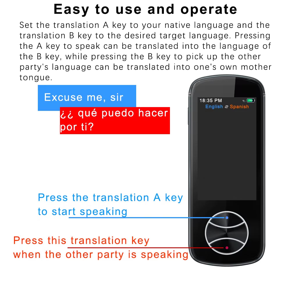 V10 Language Translator Device Smart Voice AI Translator Portable Audio Translator 137 Language in Real Time Offline Translator