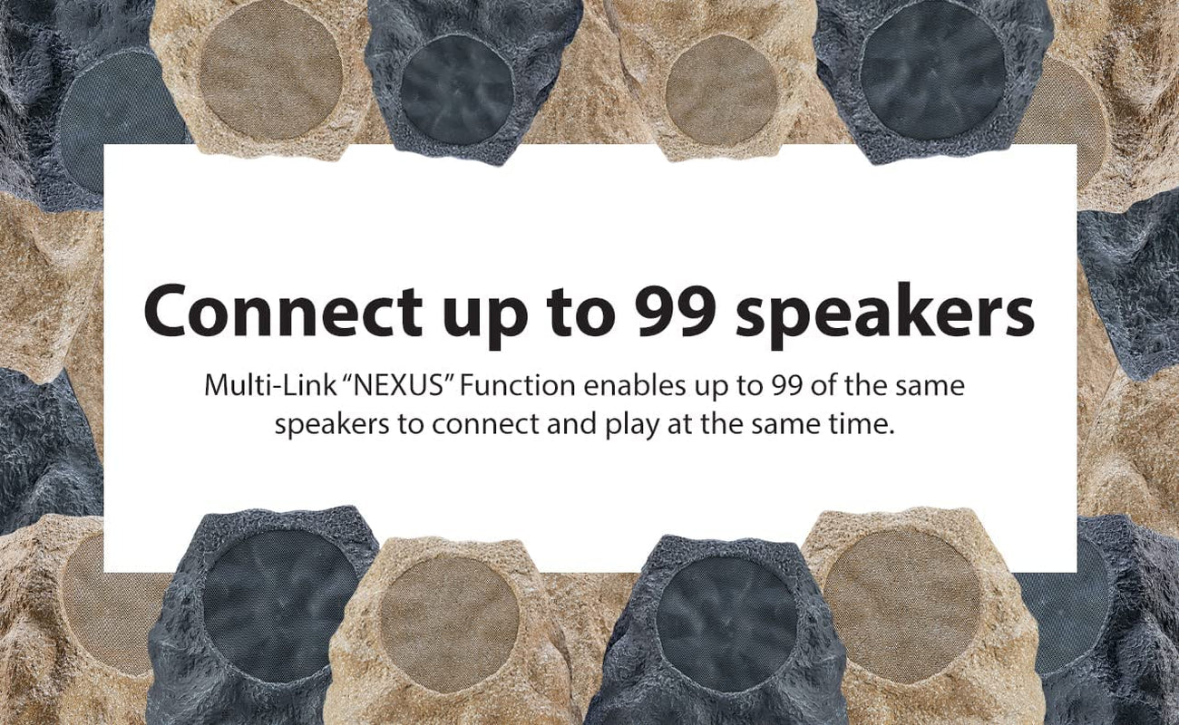 Soundpro 1-Pair Bluetooth Multi-Link Solar Rechargeable Wireless Rock Speakers