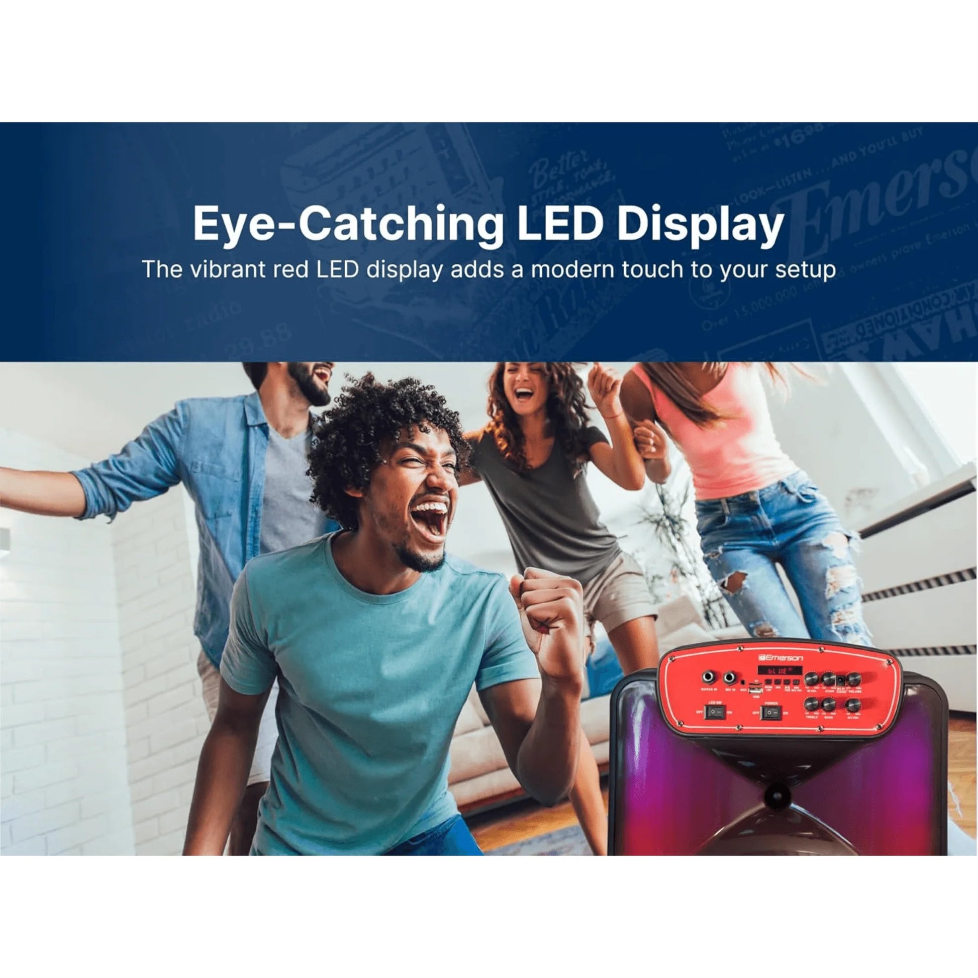 Emerson Portable Bluetooth 15" Party Speaker with Flame Lighting