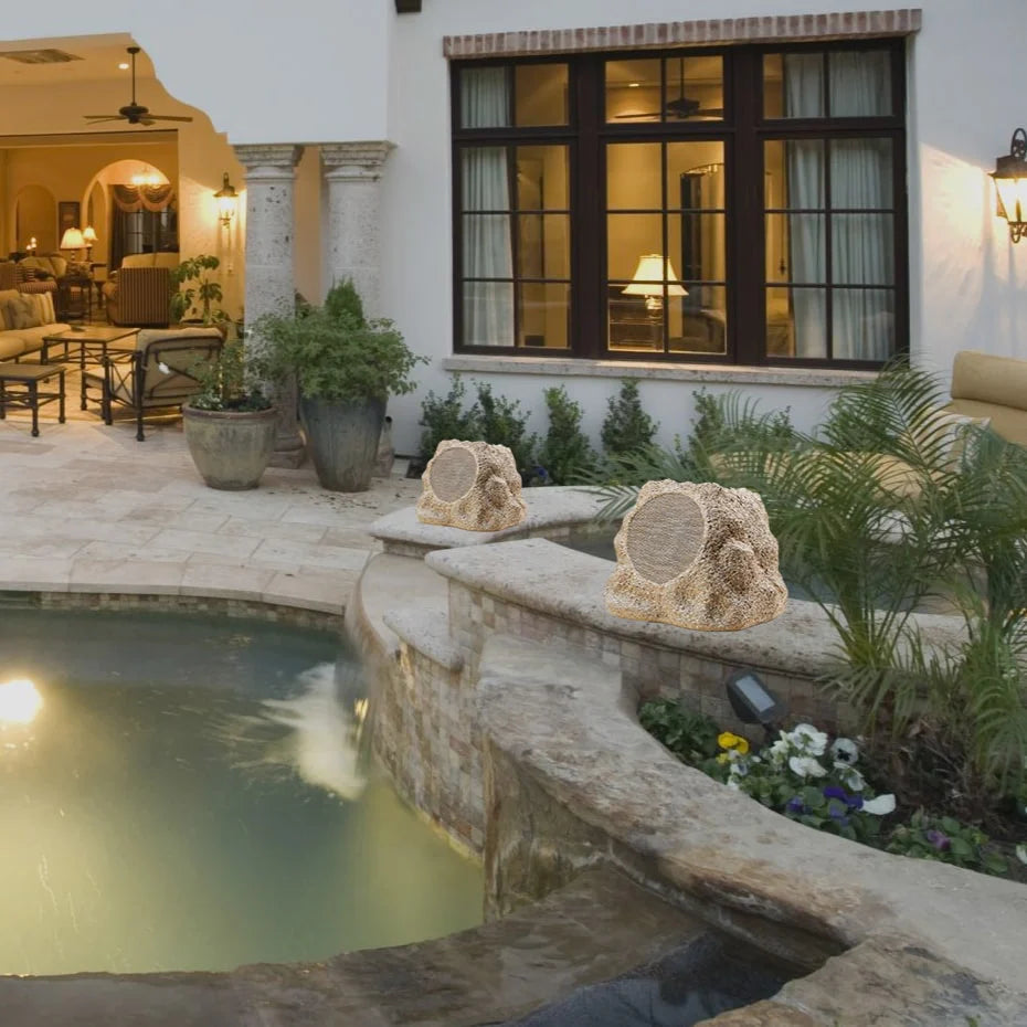 Soundpro 1-Pair Bluetooth Multi-Link Solar Rechargeable Wireless Rock Speakers