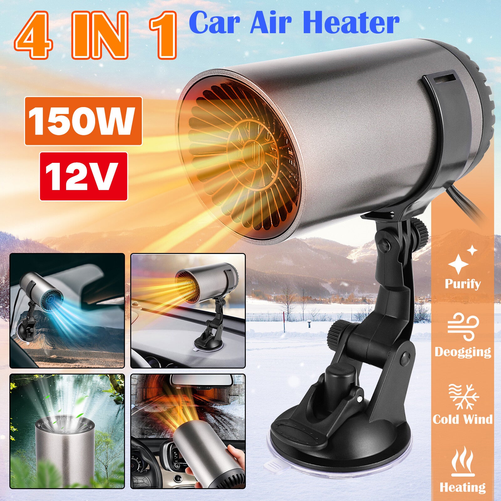 Plug in Cigarette Lighter Car Heater Internal Purify Air Heater Cooler Defogging