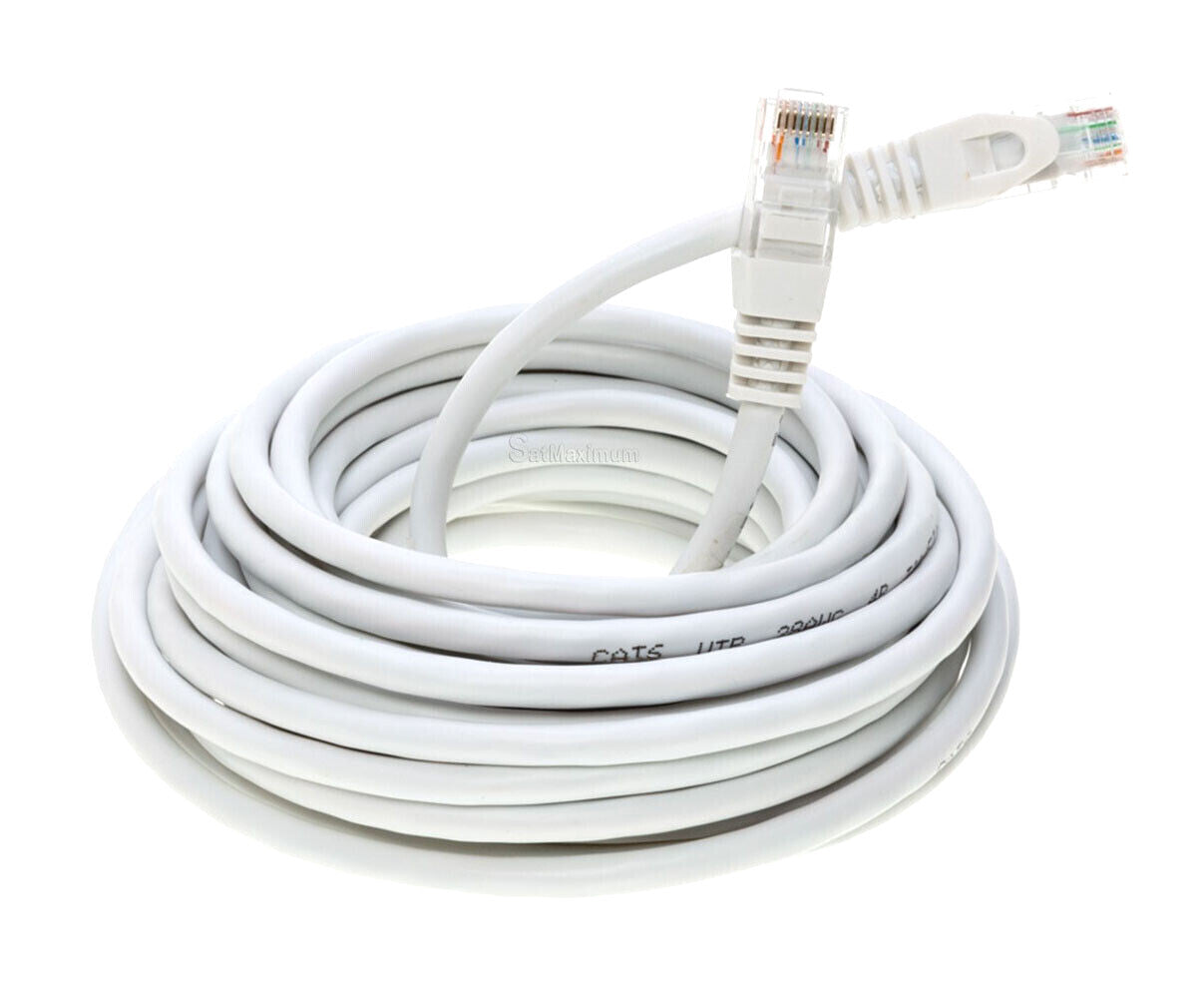 CAT6 Ethernet Patch Cord RJ45 LAN Network Cable White 25FT-200FT Multi-Pack LOT