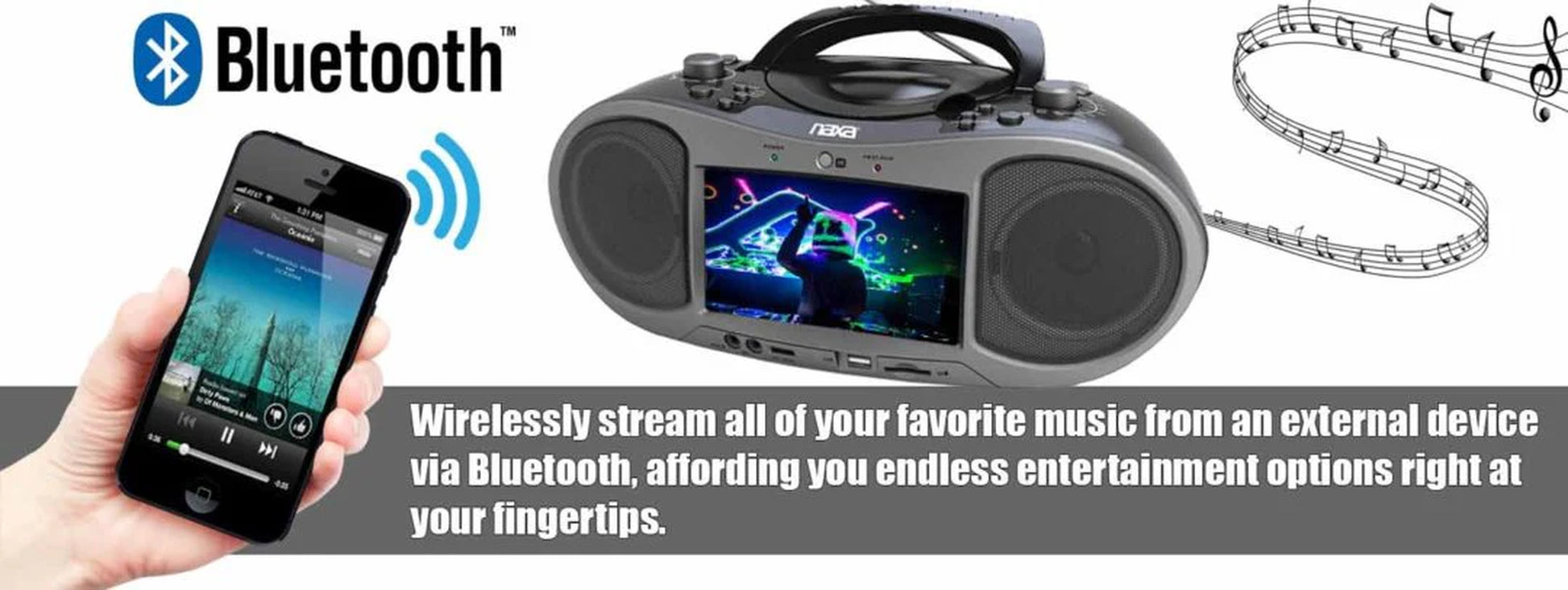 Naxa 7" Bluetooth® DVD Boombox (NDL-256)