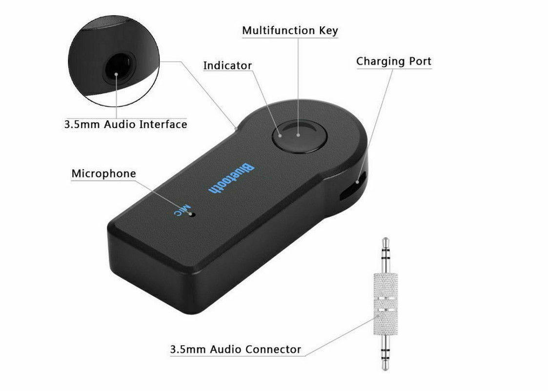 Wireless Bluetooth 3.5Mm AUX Audio Stereo Music Home Car Receiver Adapter New