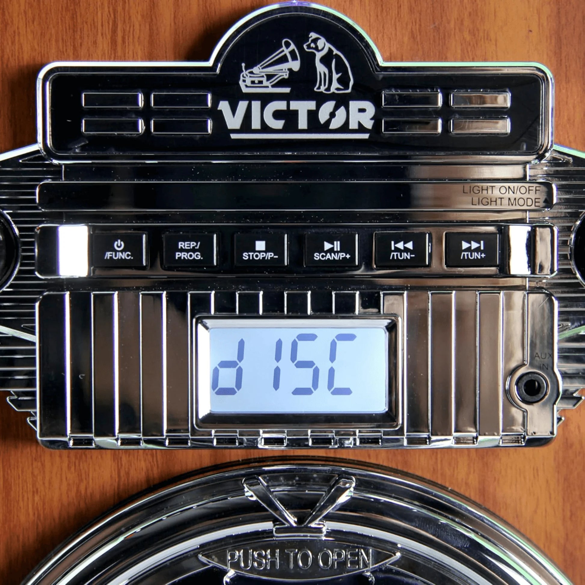 Victor Broadway II Desktop CD Jukebox with Multi-Color LED Lighting and FM Radio