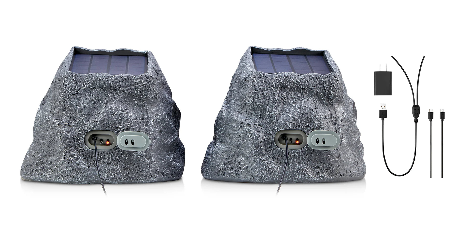 Soundpro 1-Pair Bluetooth Multi-Link Solar Rechargeable Wireless Rock Speakers