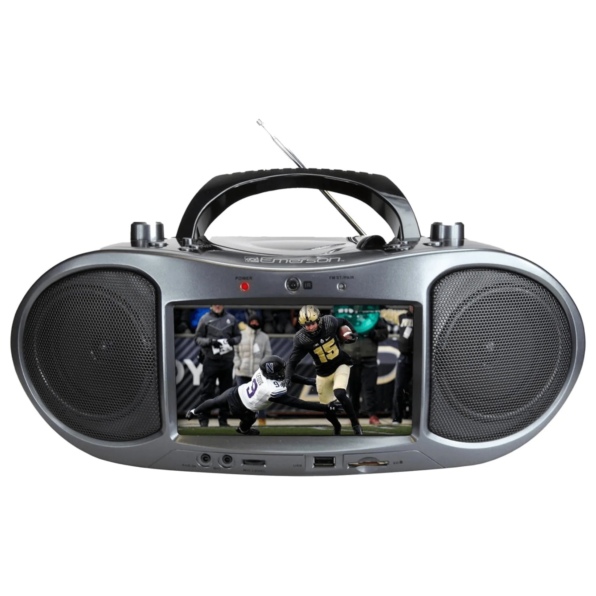 Emerson 7” Bluetooth DVD Boombox with HD-INPUT AM/FM Radio and Stereo Speakers