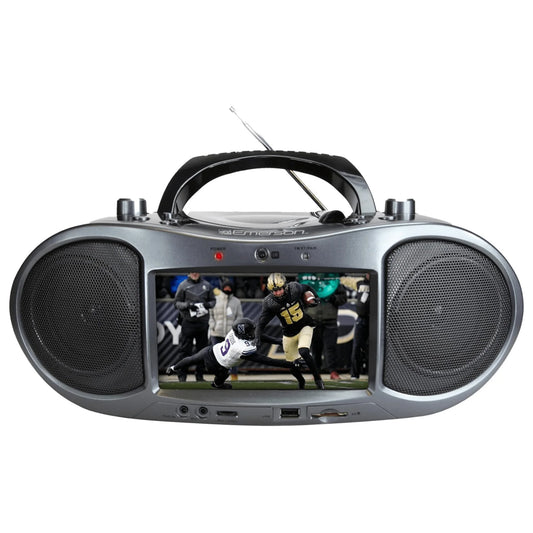 Emerson 7” Bluetooth DVD Boombox with HD-INPUT AM/FM Radio and Stereo Speakers
