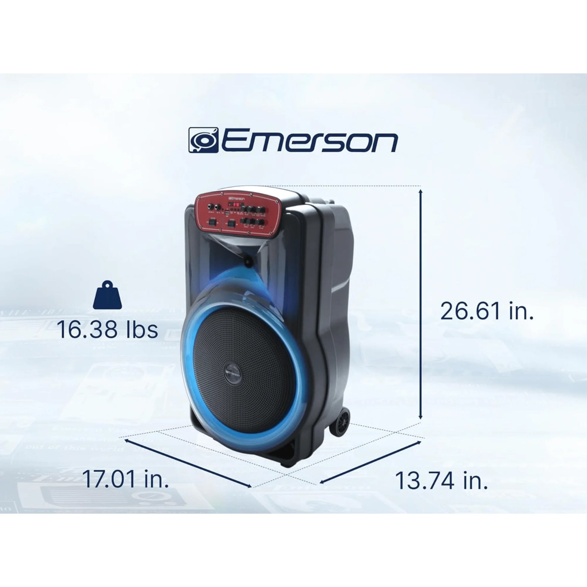 Emerson Portable Bluetooth 15" Party Speaker with Flame Lighting
