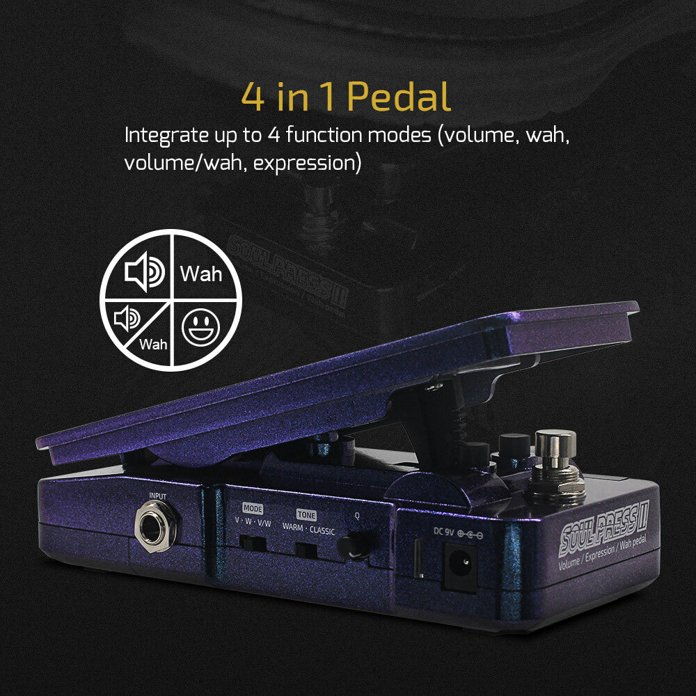 Hotone Soul Press II 4 In1 Switchable Wah Active Volume Passive Expression Pedal