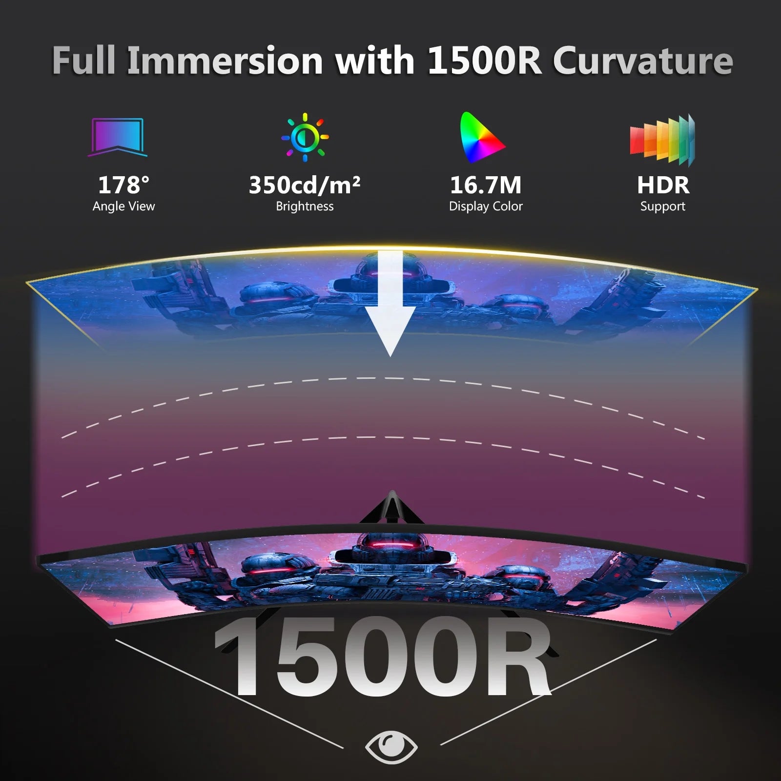 UG27P 27-Inch Curved Gaming Monitor 280Hz 1Ms Full HD 1920X1080 LED Monitor HDMI DP Port