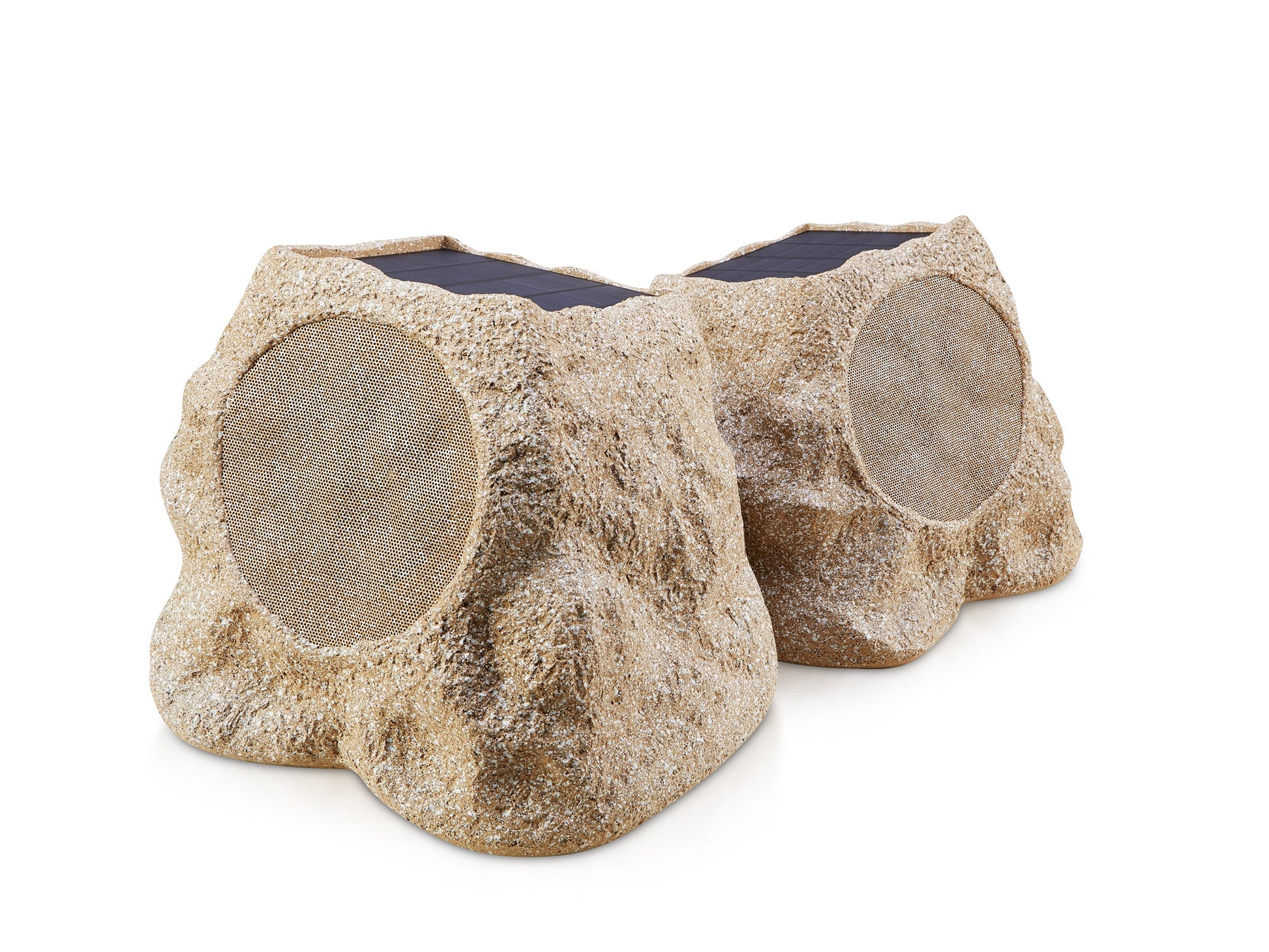 Soundpro 1-Pair Bluetooth Multi-Link Solar Rechargeable Wireless Rock Speakers