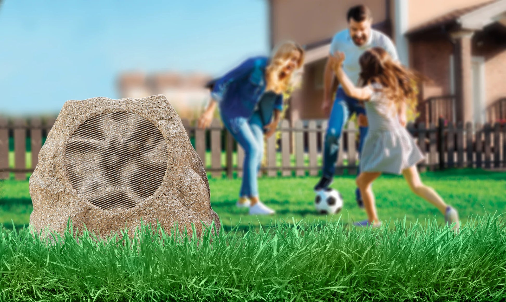 Soundpro 1-Pair Bluetooth Multi-Link Solar Rechargeable Wireless Rock Speakers