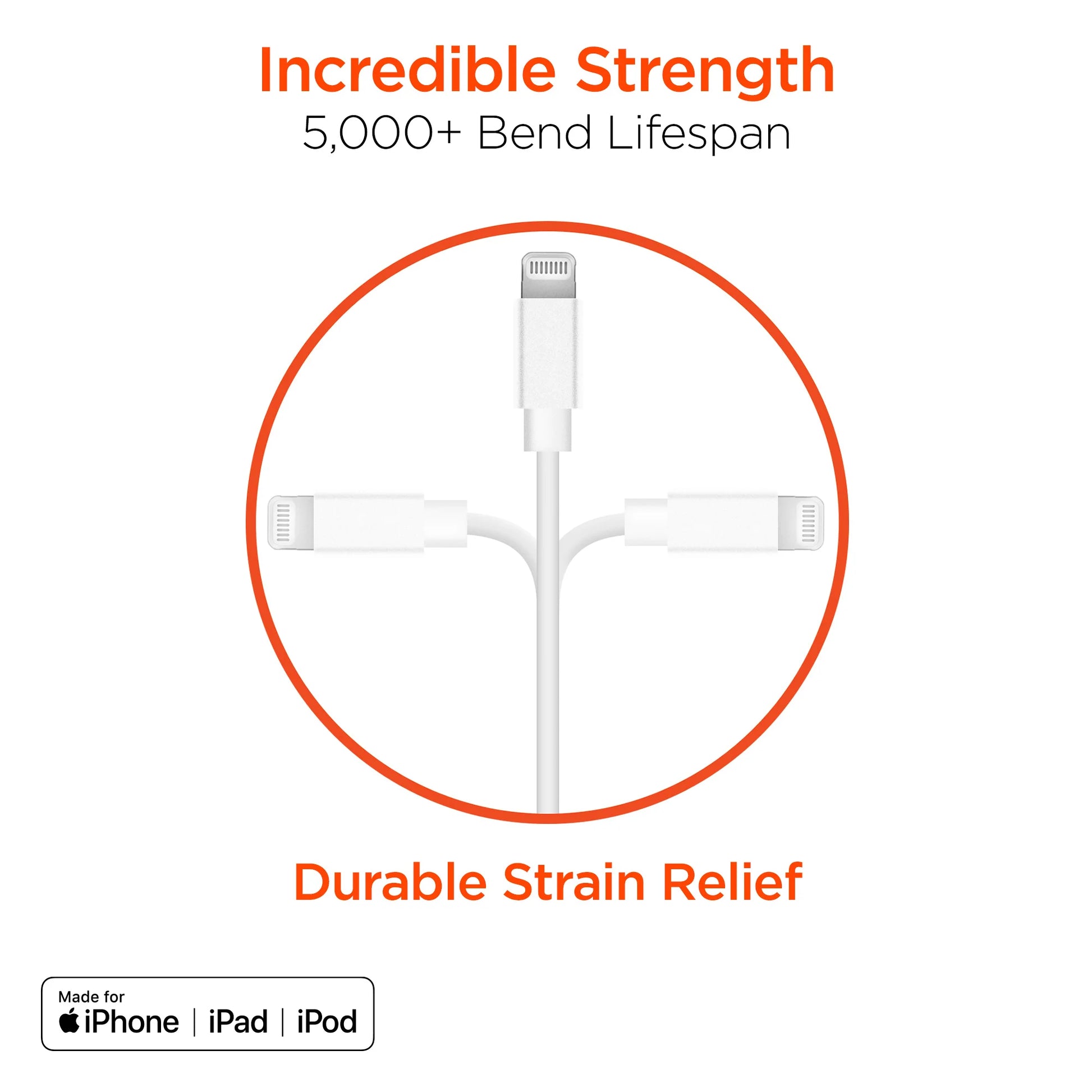 Hypergear USB to Mfi Lightning Rounded Cable 3Ft Bulk 200Pc Pack