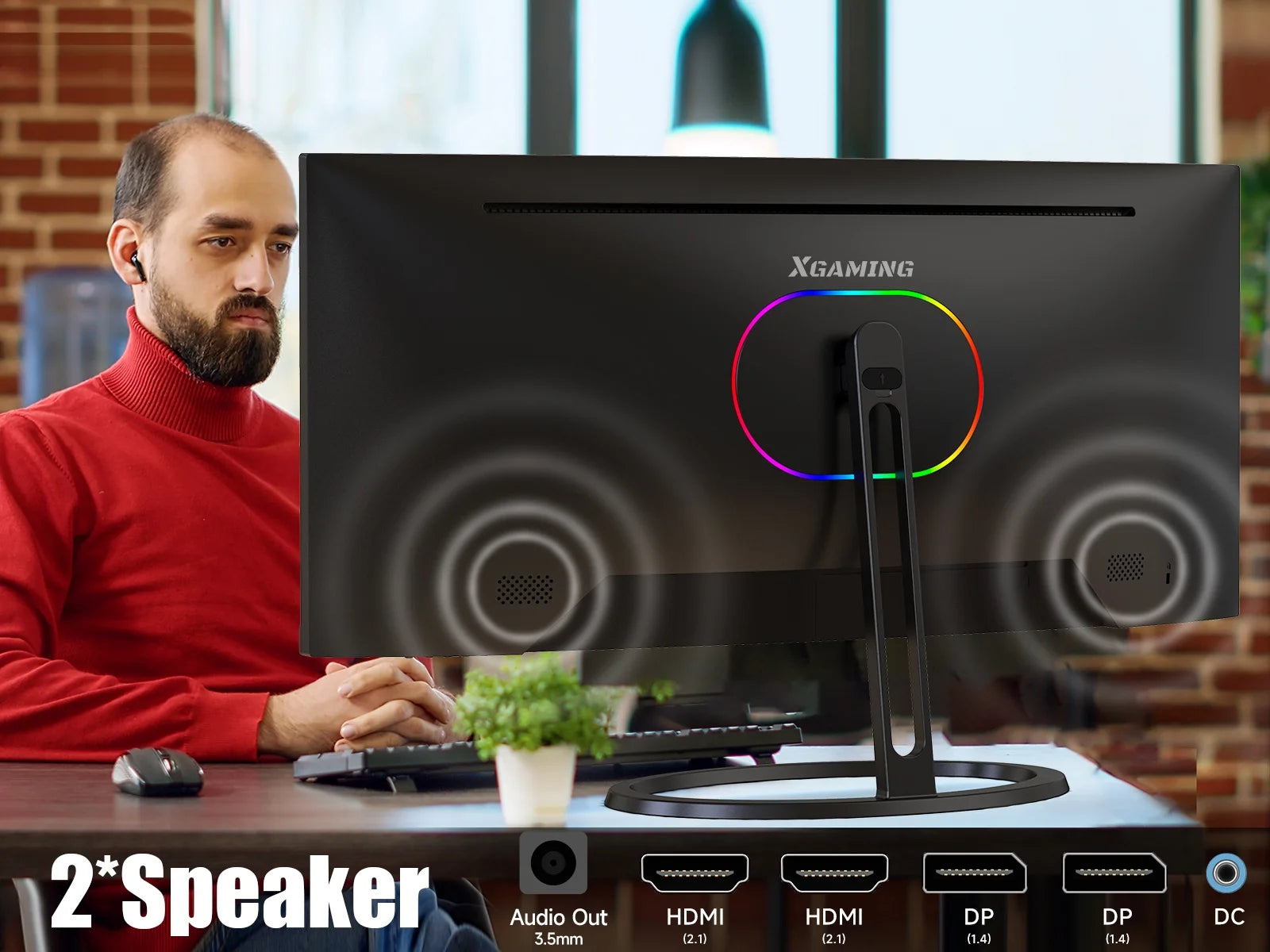 30" Curve PC Gaming Monitor 1800R WFHD (2560 X 1080) Freesync 200Hz 1Ms VRB VESA Mountable PC Monitor, Height, Tilt, Swivel Adjustable 2 X HDMI 1.4 Port & VGA Metal Black