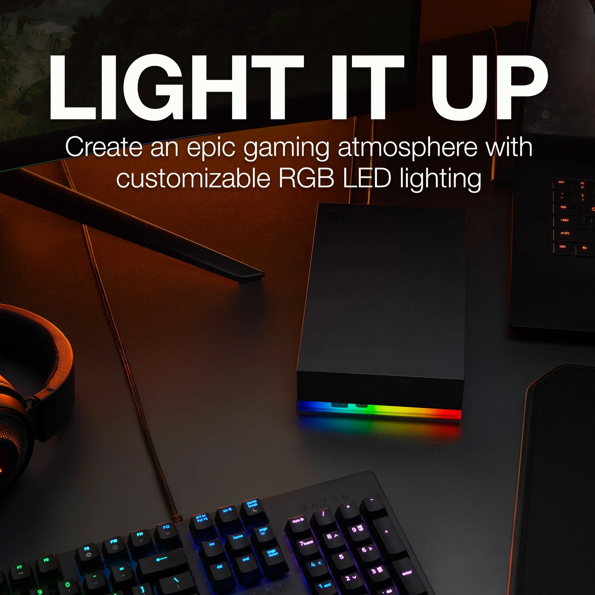 Firecuda Gaming Hub 8TB External USB 3.2 Gen 1 Hard Drive with RGB LED Lighting