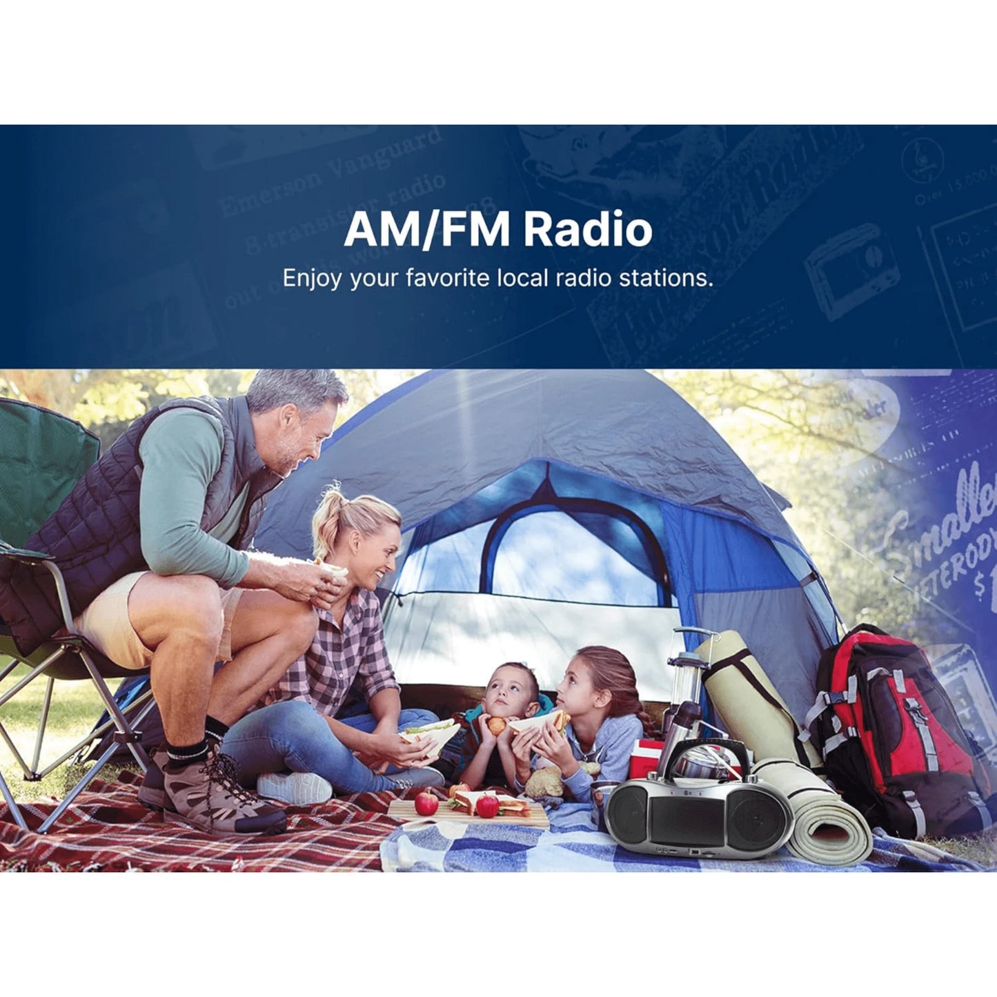 Emerson 7” Bluetooth DVD Boombox with HD-INPUT AM/FM Radio and Stereo Speakers